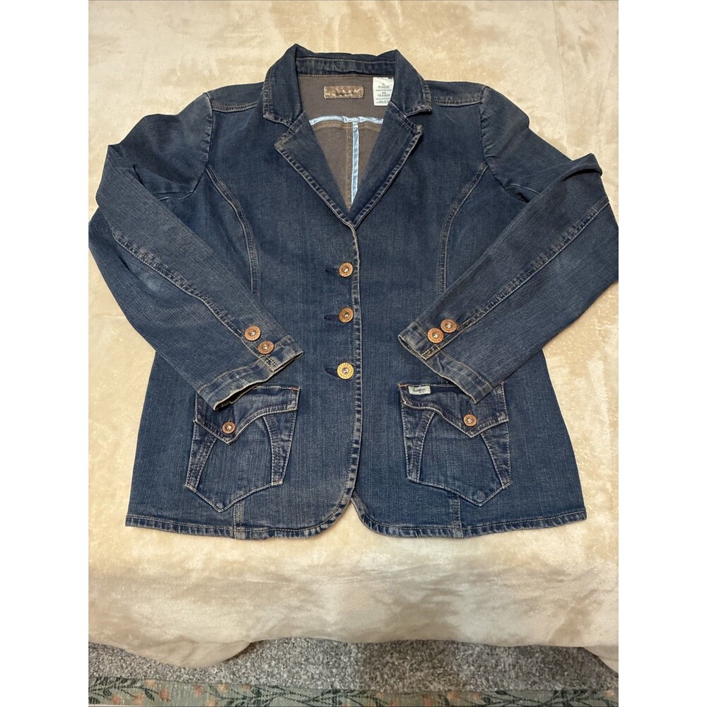 Levi Strauss Signature Denim Blazer Jacket Women’s XL Stretch Blue Denim Boho